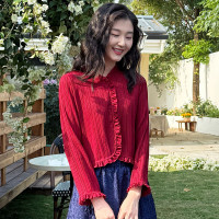 【羽生摺衣】i摺衣-日系 小香風 滾荷葉邊 外套(共二色)