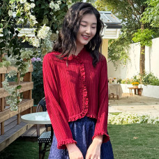 【羽生摺衣】i摺衣-日系 小香風 滾荷葉邊 外套(共二色)