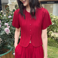 【羽生摺衣】i摺衣-日系 簡約風 短袖 排扣 上衣(共三色)