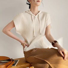 【羽生摺衣】i摺衣-日系 簡約風 抽繩 連帽 短袖 上衣(共三色)